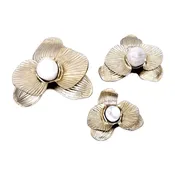 10" / 12" / 16" Metal Womack Wall Flowers (Set of 3) - Gold