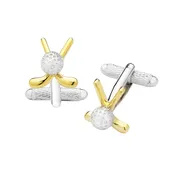 BRASS Men's Golf Ball and Clubs Cufflinks Two-Tone