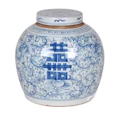 10″ Blue and White Double Happiness Jar