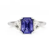 14k 2.10ctw Tanzanite and Half Moon Diamond Ring