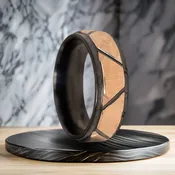 8 mm Black Tungsten/18 kt Rose Gold “Gold Facet”