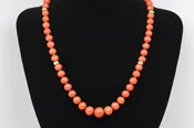 14K Gold Red Coral Size 28" Necklace