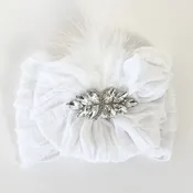 Fancy Feather Ruffled Headband | White