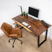 Computer Desk with Drawer Option - Live Edge, Walnut Solid Wood