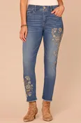 "Ab"solution® Floral Embroidered Ankle Skimmer Jean