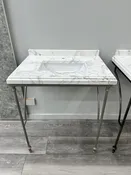 Limited Edition: Marble and Satin Nickel Console Vanity — Ultimate Granite and Stone Gallery