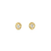 14k Yellow Gold and Oval Diamond Twist Stud Earrings