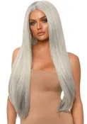 33" Long Straight Grey Wig
