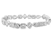 White Gold Diamond Tennis Bracelet with Square Brilliant Cut Diamonds.