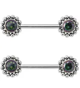 14G Black Aurora Gem Verge Threadless Nipple Ring Barbells