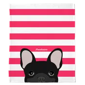 Black French Bulldog on Hot Pink Stripes | Frenchie Blanket
