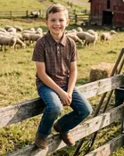Boys' Western Knit Polo with Snaps | Style ATW-04
