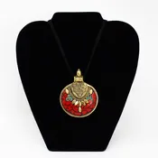 #33003 Bronze Pendant Necklace With Mother Pearl &amp; Turquoise