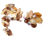 Alice Caviness Brown Beaded Bracelet and Earrings Set
