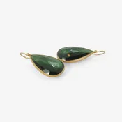 LOLA BROOKS 18K & LARGE PEAR-SHAPED GREEN TOURMALINE DROP EARRINGS, 30.03CT