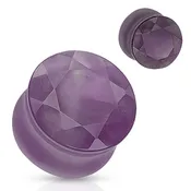 Amethyst Faceted Gem Cut Semi Precious Stone Double Flared Plug
