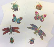 Assorted Bugs Hand Painted Place Cards (butterfly, scarab, ladybug and dragonfly) |  Set of 8