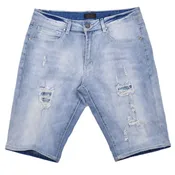 BLEECKER RIPPED & REPAIRED DENIM SHORTS -TL BLUE