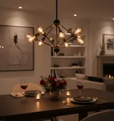 VONN 36" Multi-Pivoting-Arm Chandelier with LED Filament Bulbs in Black | VVC31320BL