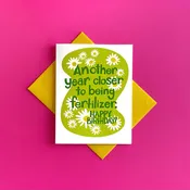 Another Year Closer Daisy Risograph Birthday Card