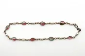 Bracelet - 14k white gold, Watermelon Tourmaline, Pearl
