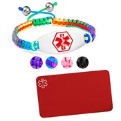 Macrame Medical Bracelet plus Engraved Wallet Card-SEA2025CC