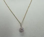 14k Yellow Gold Genuine .91 Carat Round Brilliant Cut Diamond Halo Pendant