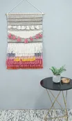 2x3 Wool Hand Woven Brown, White and Pink Boho Wall Hanging | WH1