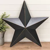 37" LARGE 5 POINT WOODEN BARN STAR, MATTE BLACK FINISH