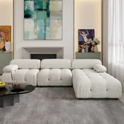 104 L-Shaped Sectional Sofa,Minimalist Velvet Sofas Couches with Reversible Chaise Ottoman