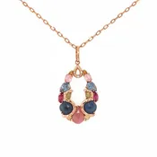 14K Rose Gold Sapphire Pendant Necklace with Diamonds