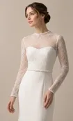 Chantilly Lace Bridal Bolero with Pearl Trim | Sira D’ Pion |