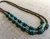 122B Double-Rondel Mix Color Block Necklace