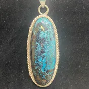 Chrysocolla Stone in Sterling Silver Pendant