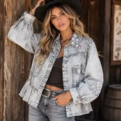 Ash & Lace Ruffle Trim Washed Twill Jacket