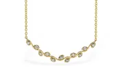 11 Diamond Leaf Bar Diamond Necklace .25ct 14k Yellow Gold