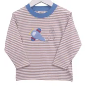 Airplane Applique Brown Stripe Boys Tee