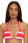 Flamingo Ruffle Triangle Bikini Top - Strawberry/Tangelo