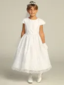 Corded Embroidered Tulle Communion Dress