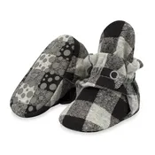 Buffalo Check Organic Cotton Gripper Baby Bootie