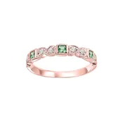 10Kt Rose Gold Diamond 1/10Ctw & Emerald 1/6Ctw Ring