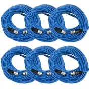 100 Ft XLR Microphone Cables - Blue 6 Pack