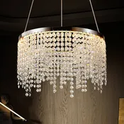 16-Inch Chrome K9 Crystal LED Chandelier with Adjustable Height