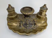 1890's Bronze Inkwell / Pen Rest