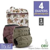 Cloth Diaper Bundle - Try It! | Rumparooz G3 OBV Organic :: 4 pack+