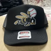 River City Honey Busters "Bee Positive" Screen Printed Black Trucker Hat / Snapback — Oliver Peck's Anchor Screen Printing  Dallas Texas