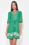 Adelyn Rae Taylor Embroidery Ruffle Hem Mini Dress