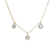 10K Gold 3 Round Stone Drop Necklace
