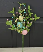 27605 - 16in Bush-Easter Eggs and Herb Leaves-12/144pcs