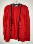 Myan Size S Red w/Black Trim and Buttons Open Cardigan Sweater, EUC